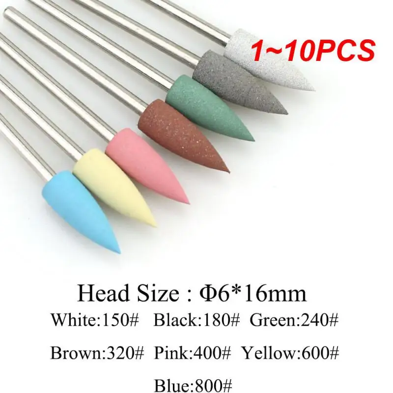 1~10PCS Cuspidal Head 7 Colors Rubber&Silicon Carbide Nail Buffer Electric Manicure Machine Nail Drill Accessories Tools Nail