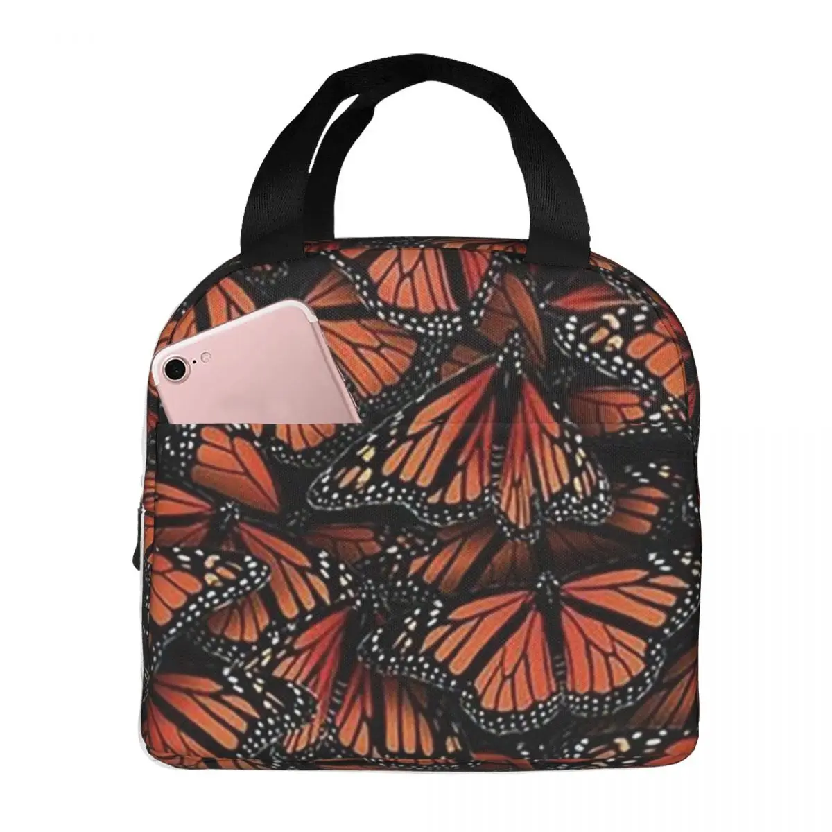 A Butterfly Vintage Pattern Insulated Lunch Bag for Women Children Leakproof Food Boxes Thermal Lunch Box Tote