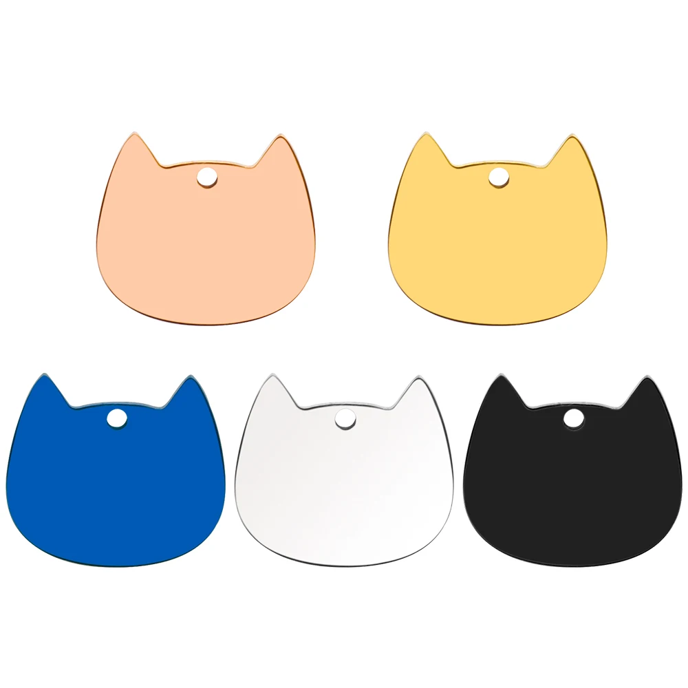 

100Pcs Cat Id Tag Face Shape Lovey Pendant Collar Accessories Stainless Steel Dog Name Blank Metal Engraved Quality Neck