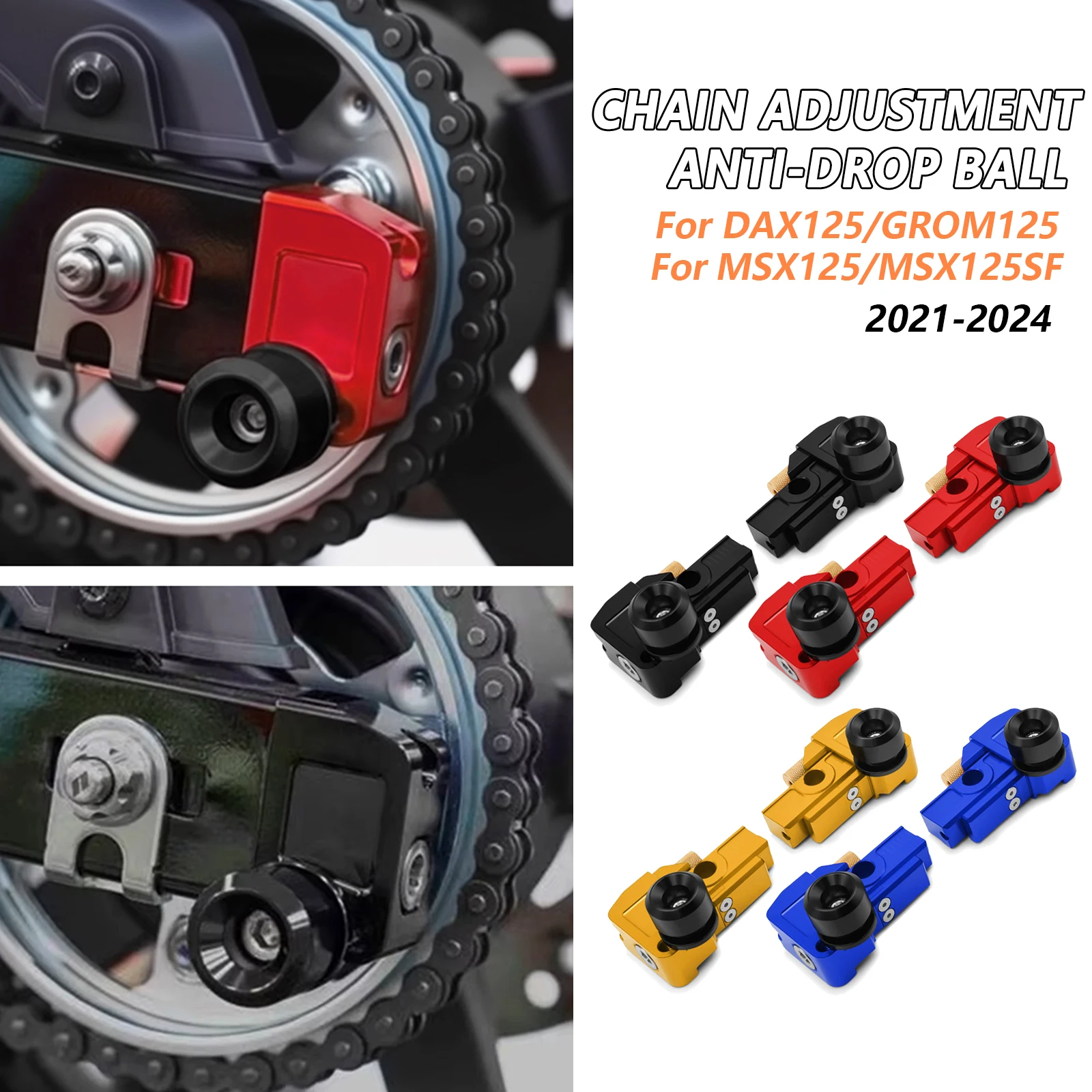 

For Honda MSX125 GROM MSX125SF GROM DAX 125 2021 2022 2023 2024 Motorcycle Rear Axle Block Sliders Chain Adjuster Parking Ball