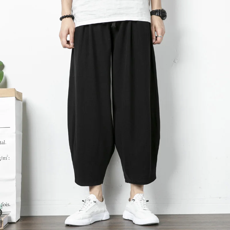 Summer Autumn pants men 5XL 6XL 7XL 8XL 9XL 190kg Waist 170cm Plus size Cotton linen large size loose trousers men 5 colors 56