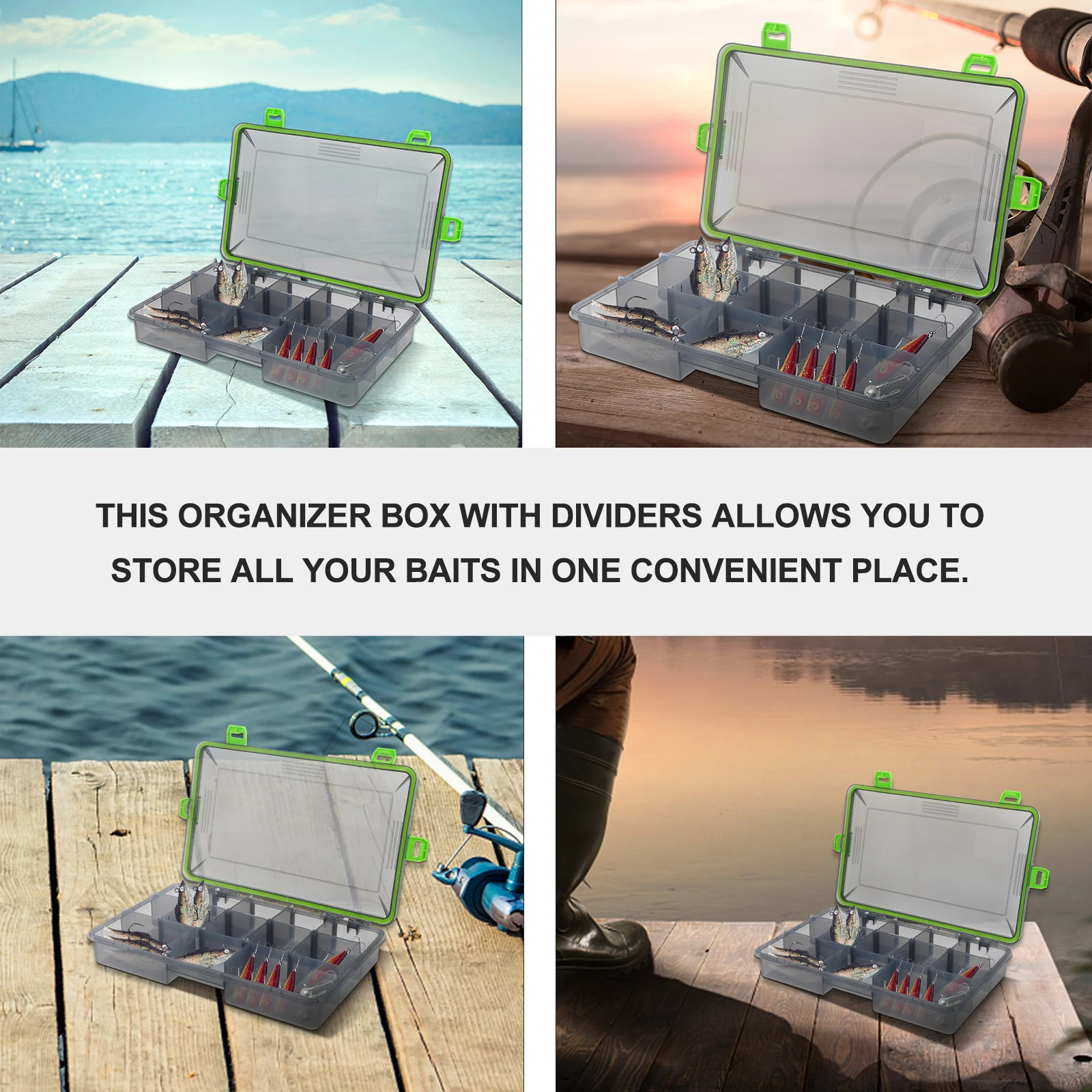 

Bait Box Fishing Storage Tackle Case Organizer for Lures Large Capacity Boxes Display Accessories Holder