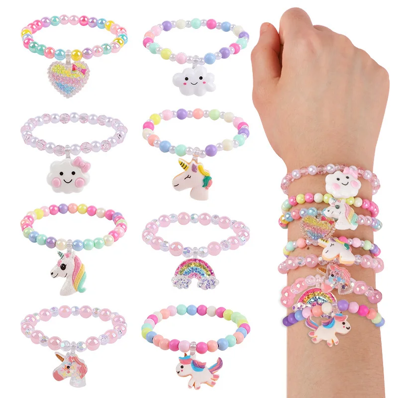 

8Pcs Unicorn Party Gift Colorful Beads Bracelets Kids Girls Unicorn Theme Birthday Party Favors Goodie Pinata Filler for guests