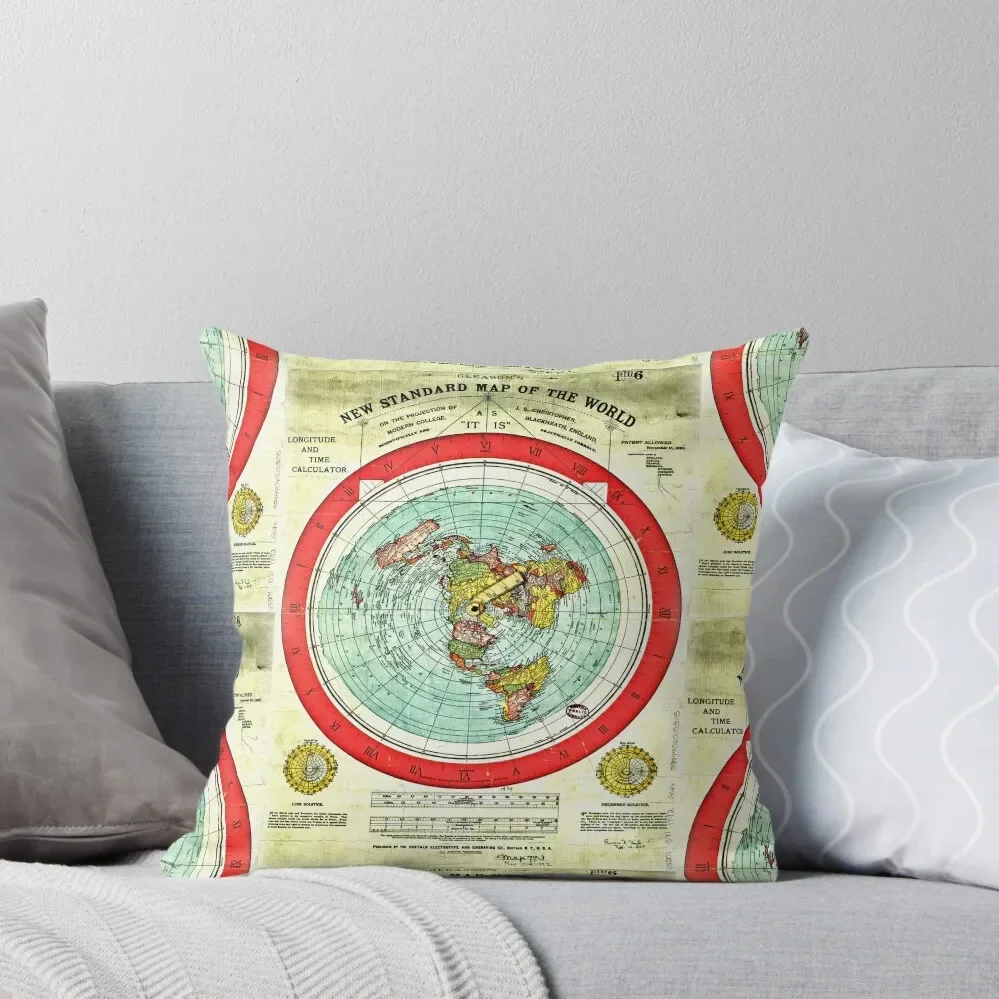 Gleason 1892 Flat Earth Map Research Flat Earth Throw Pillow Decorative Sofa Cushions home decor items pillow