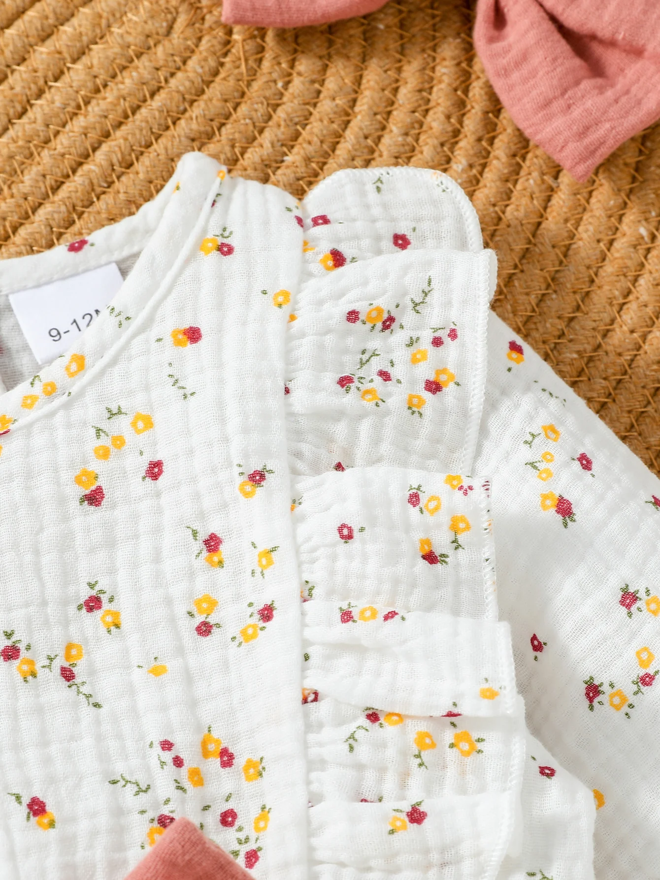 2024 Baby Girls Long Sleeve Autumn Floral Casual Cute Jumpsuit With Bow For Newborn-18M Clothing Daily Wear +Headband