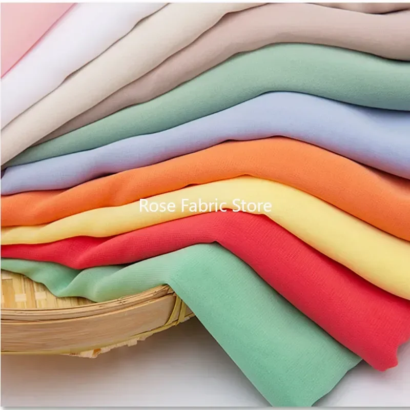 

1 Meter Solid Chiffon Fabric Drape High Density By The Half Meter 100D Georgette Polyester Lining For Dress DIY Crafts Sewing