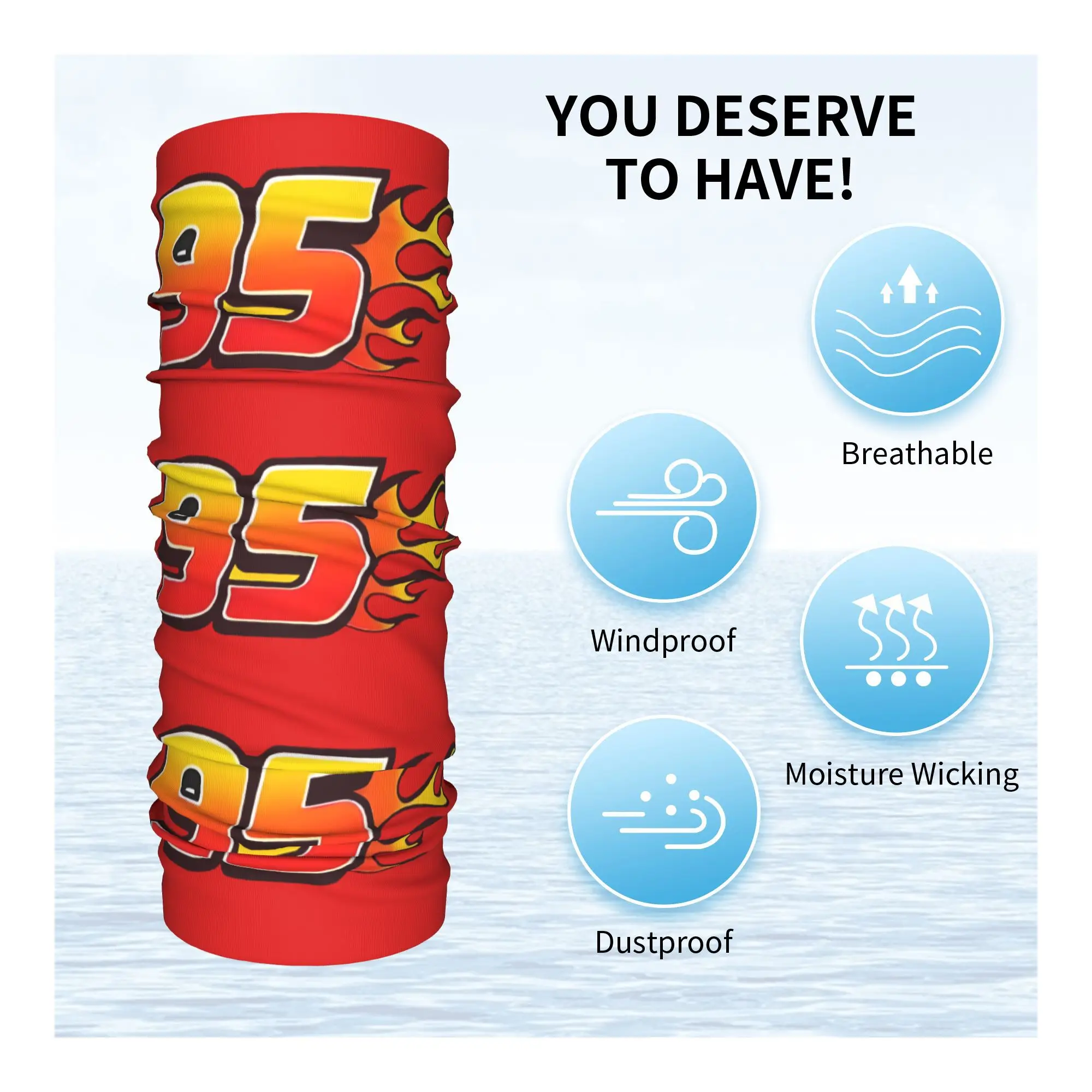 カスタムカー 95 ライトニングマックィーンバンダナネックウォーマー男性女性冬スキーチューブスカーフゲートルレーシングカーフェイスカバー