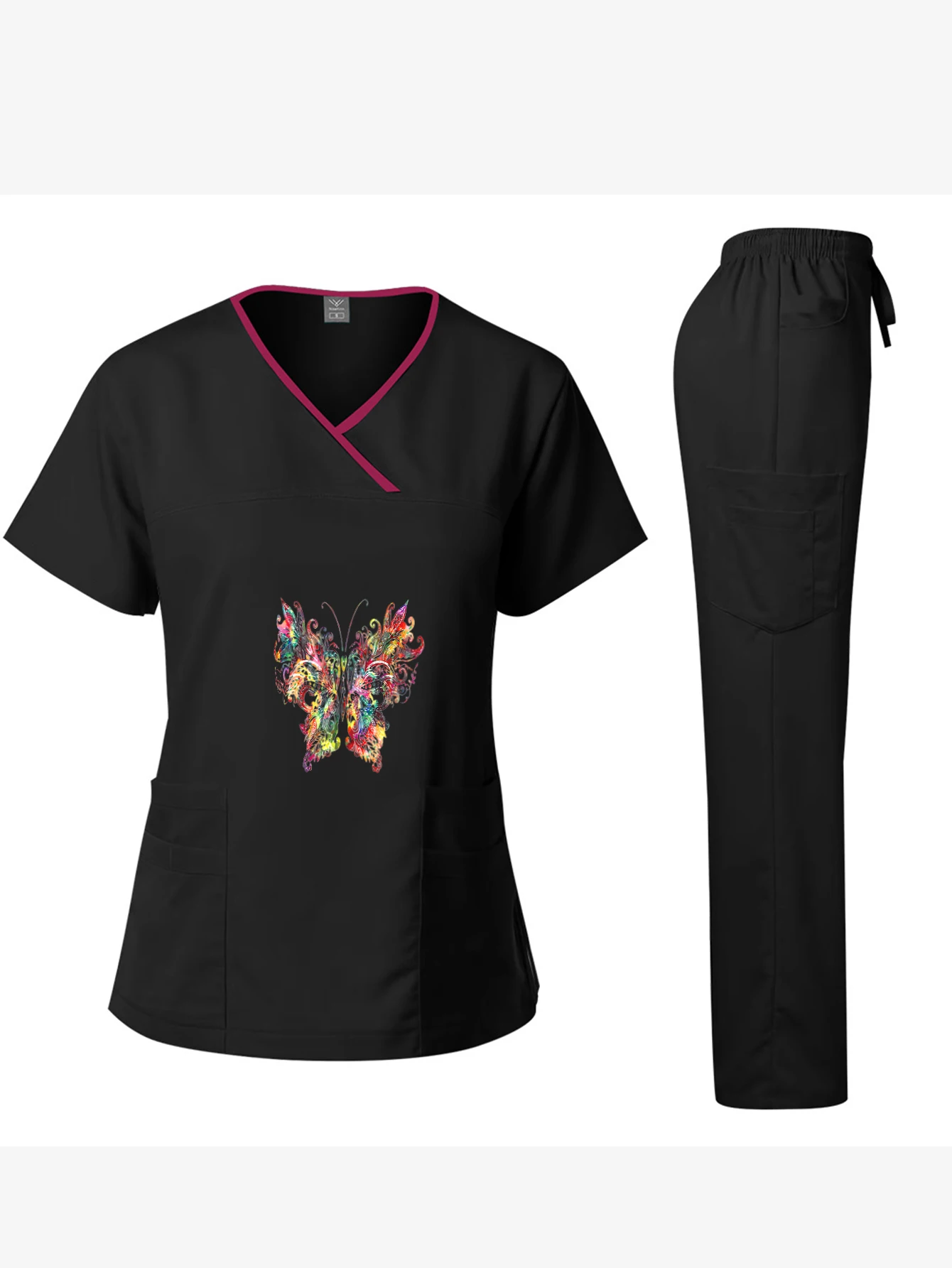 

Custom Printed Women's Surgical Gown Set Short Sleeve Scrub Suit Dental Clinic/Physical Examination Center