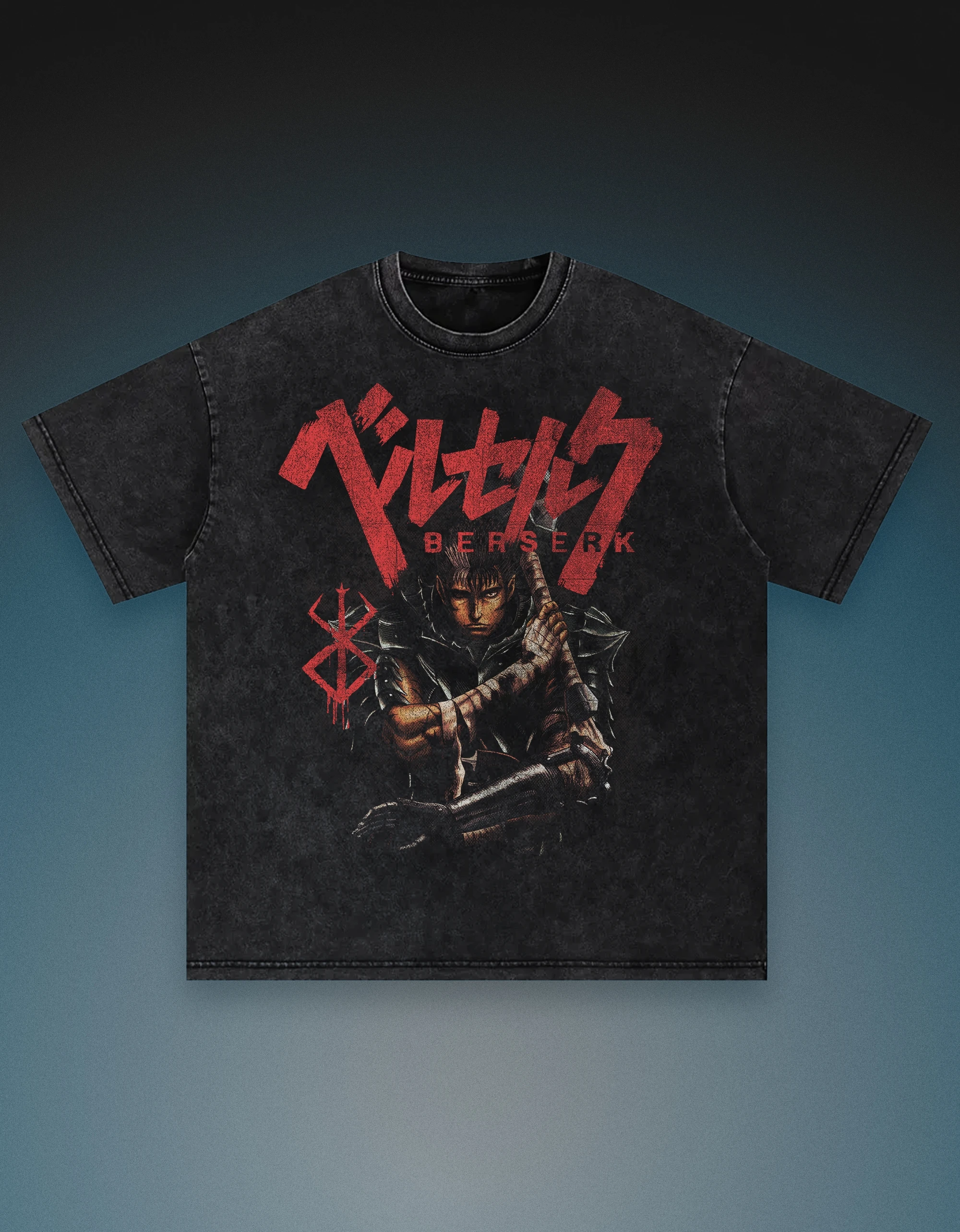 تي شيرت أنيمي الشجاعة Berserk عتيق ثقيل الوزن كبير الحجم Y2k للنساء والرجال Harajuku قطن بأكمام قصيرة ملابس نسائية للرجال