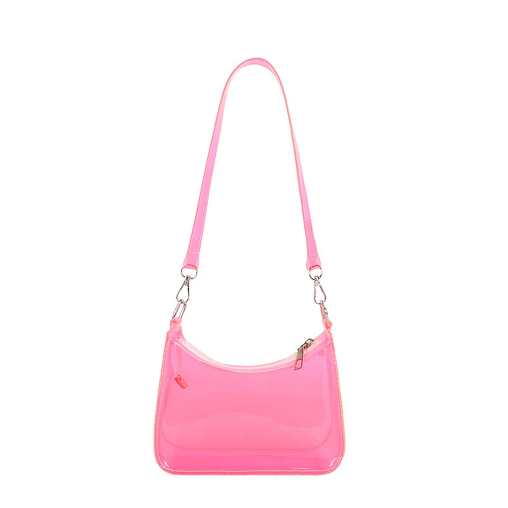 Fashion Vintage Ladies Jelly Solid Color Clear Underarm Bag Mobile Phone Shoulder Bag Casual Women Hobos Handbags Purse