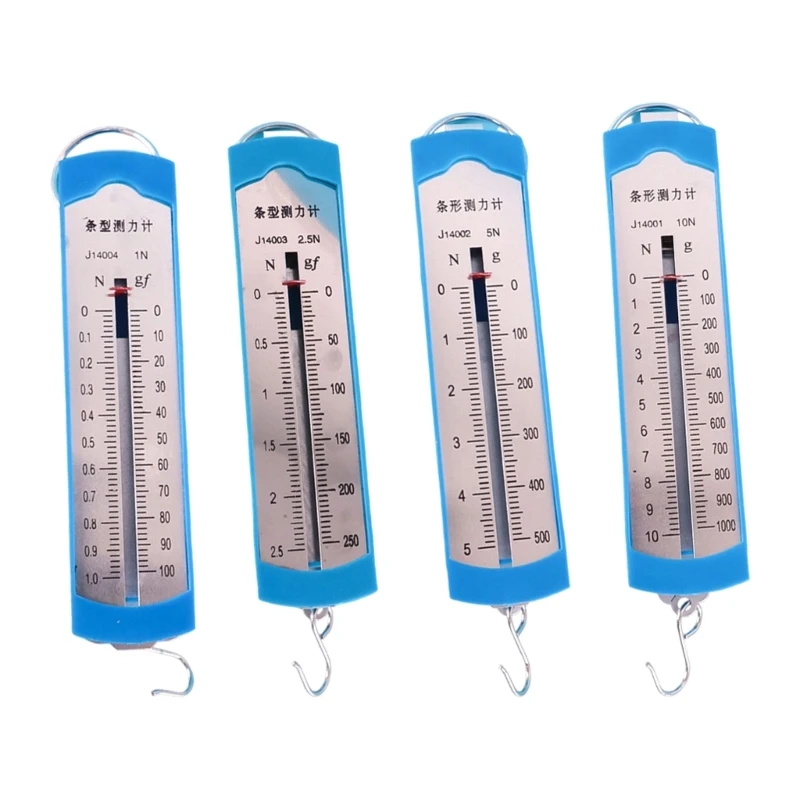 CORA Mechanical Spring Scale Set of 4 with Two-Unit Printed Scales, Top Hanging Rings and Bottom Hooks for Physics Lessons and