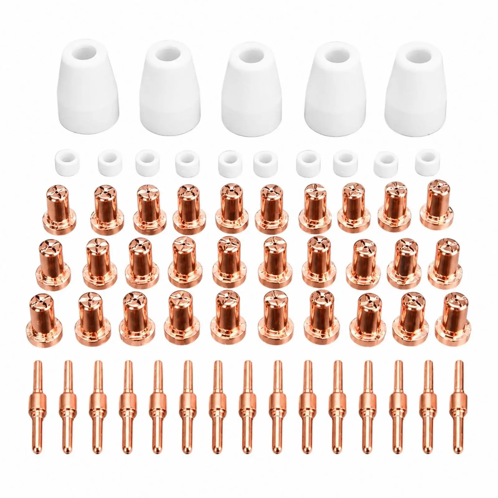 60pc Plasma Cutting Nozzle Consumables Kit for PT31 Torch 40amp Air Cooled Copper Electrode Ceramic Shroud