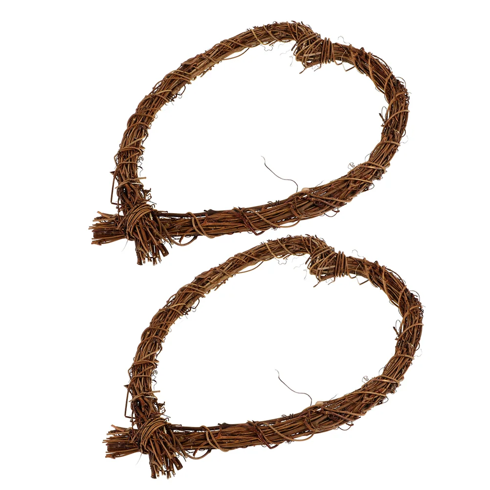 

2 Pcs Home Decor Rattan Decorative Frame Door Wreaths Artificial for Funeral Decorations Dark Brown DIY Craft