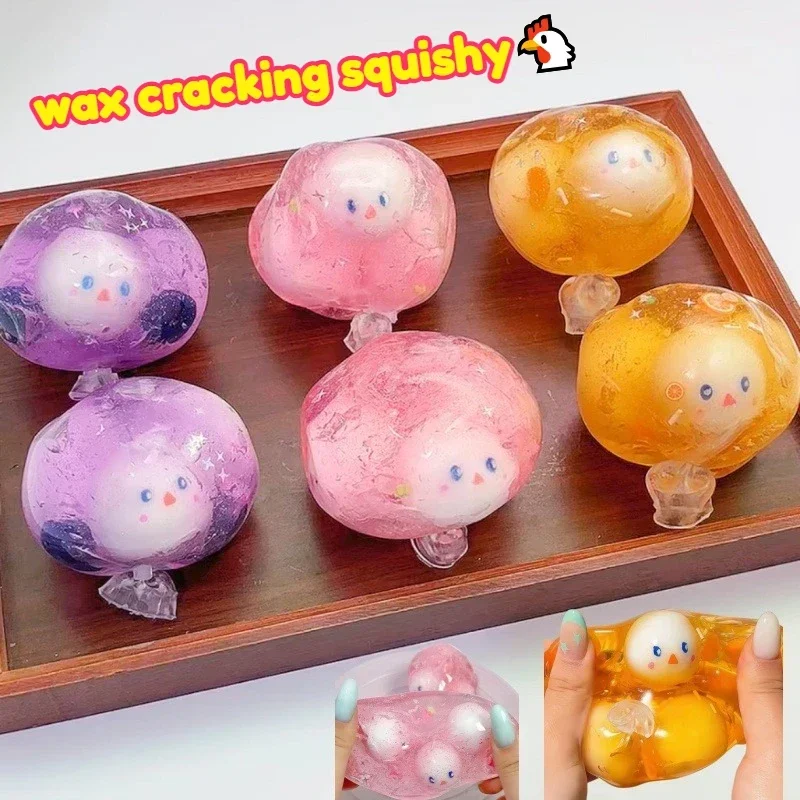 Knackige Wachs-Schäl-Bälle, Squishy-Stressbälle, Schneeball-Knack-Squishy-Tier, Weiches Gel-Fidget-Spielzeug mit Knacktextur für Erwachsene – Detail 1