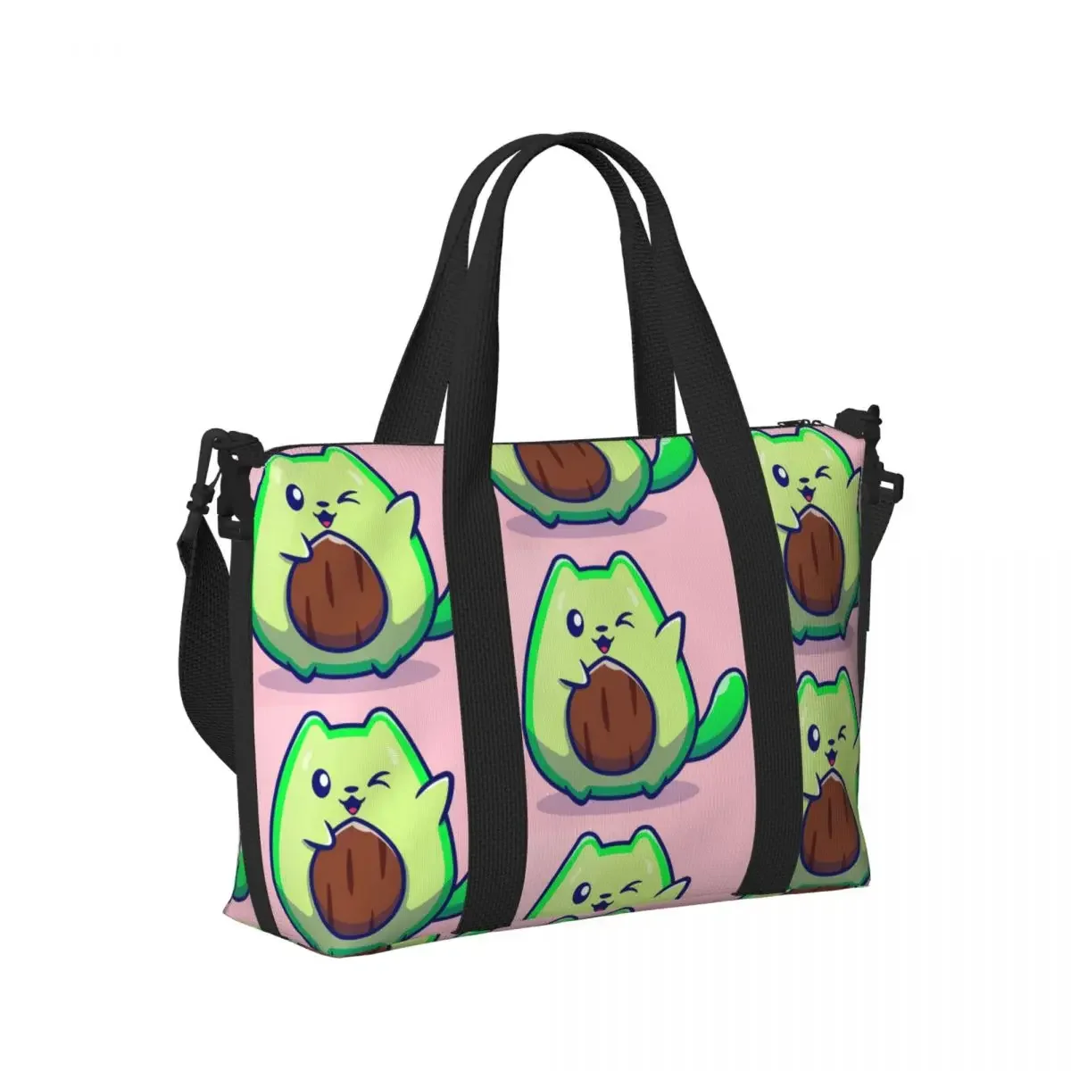 

Funny Avocado Cat Animal Beach Travel Bag Large Capacity Tote Bags for Gym Sport Women Shopping Duffle Shoulder Bag