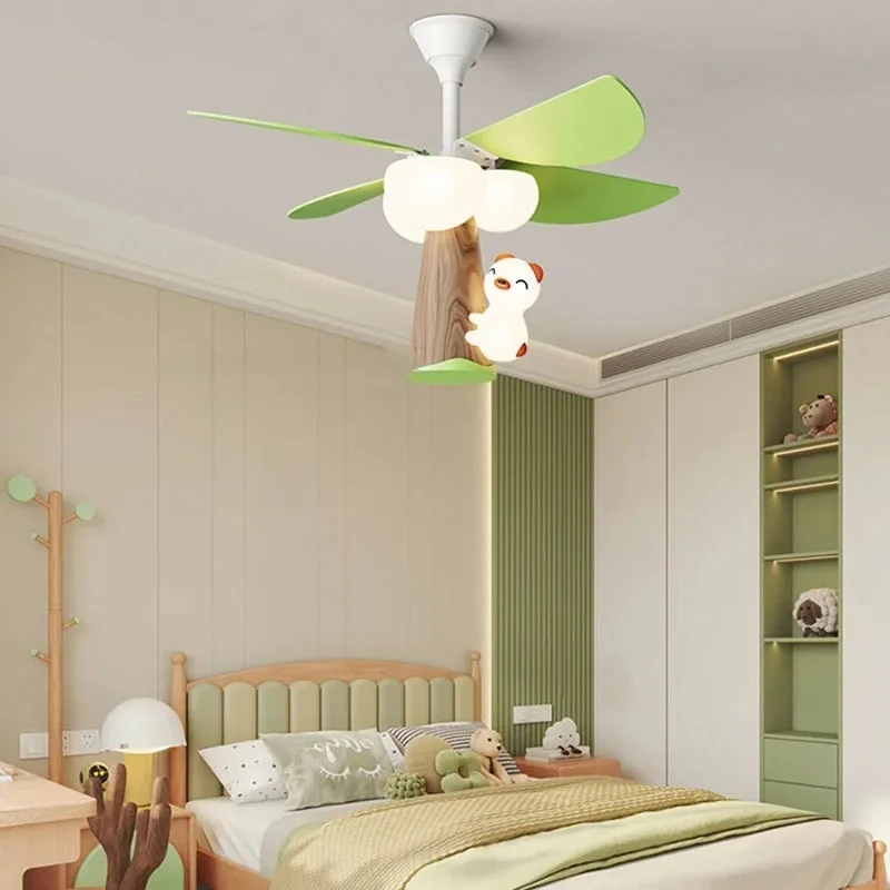 

Children's Fan Light Bedroom Dining Room Study Ceiling Fan Light Modern And Simple Indoor Led Ceiling Light Remote Control