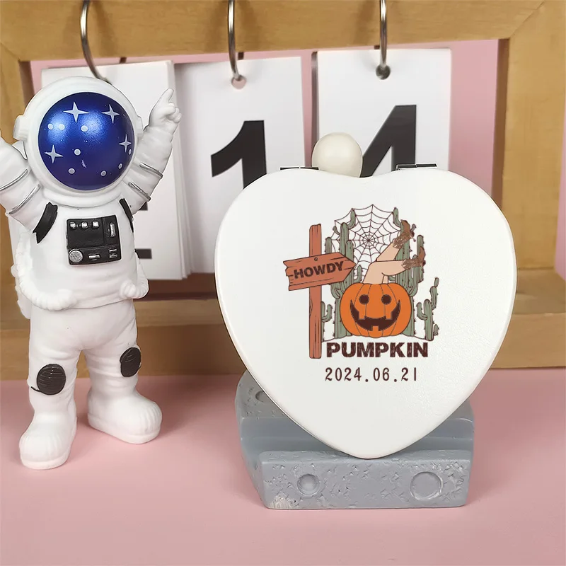 

1pc pumpkin funny White UV Print Custom Name Metal Fold Mirror Wedding Guest Gifts