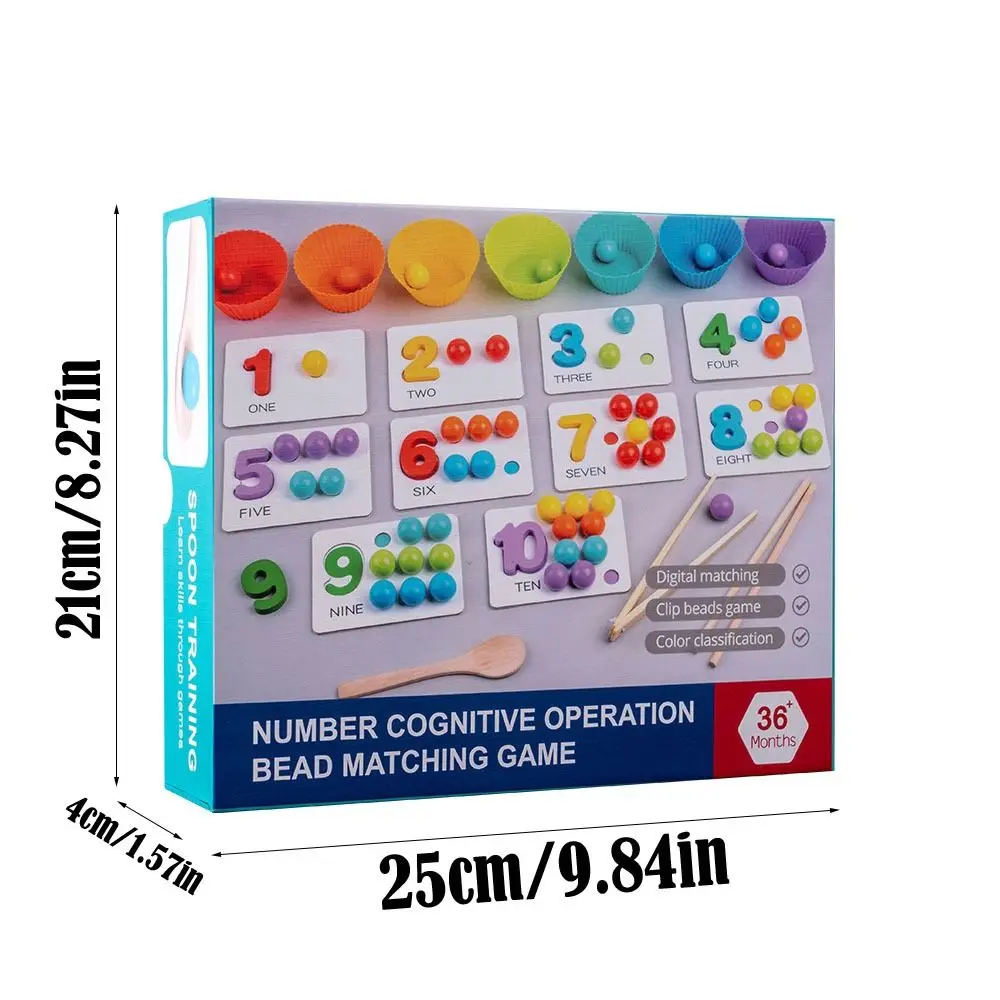 Wooden Montessori Arithmetic Math Toy Fine Motor Training Math Beads Counting Toy Baby Digital Cognitive Pairing Puzzle