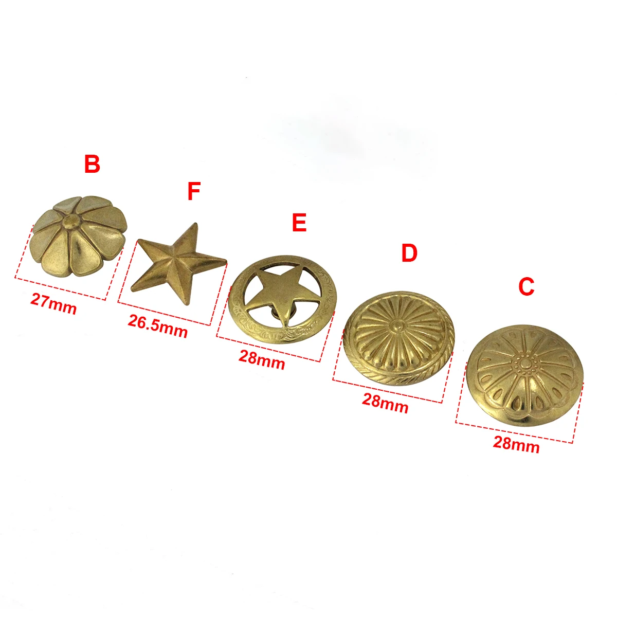 1pcs Brass Screwback Conchos Rivets Flower Star Decorative Buttons for Leather Craft Wallet Bag Saddle Belt Decor