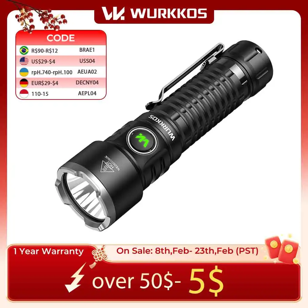 Wurkkos HD20 21700 Sạc Đèn Pha LED 2000lm Đèn LED Kép LH351D XPL USB-C Sạc Ngược Đèn Pha Từ Đuôi Trại Công Tác Ánh Sáng