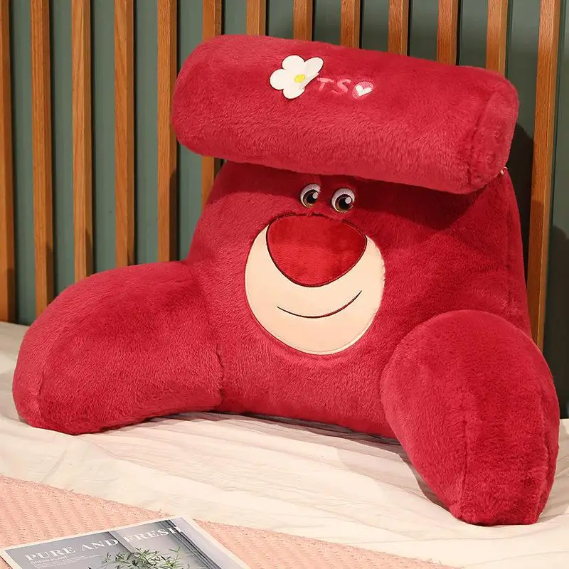 Disney Strawberry Bear Lumbar Support with Small Pillow Chair Lumbar Back Pillow Removable and Washable Bedside Back Cushion