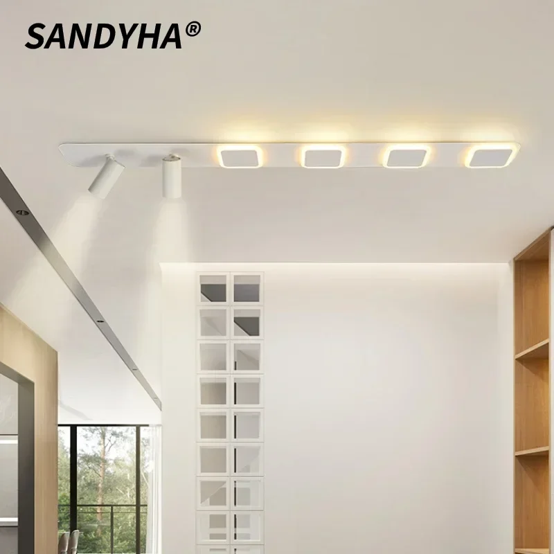 

SANDYHA LED Track Spotlight Long Strip Ceiling Light Modern Minimalist Lighting Fixture for Home Decor Living Room Corridor