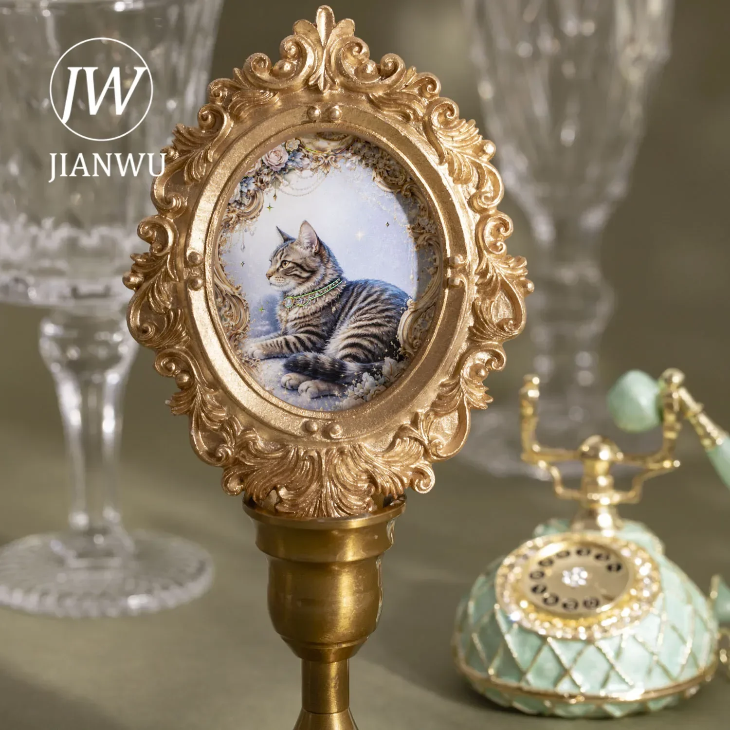 JIANWU Vintage Flower Cats Bottle Landscape Material Collage Scrapbooking PET Sticker Creative DIY Journal Stationery - view 4