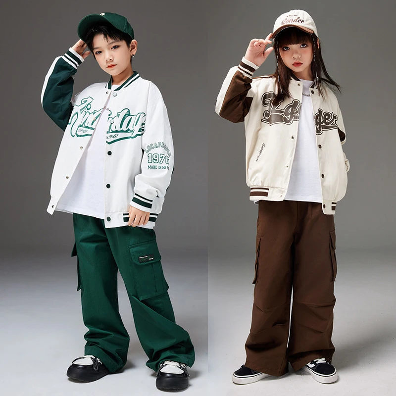 

Kids Hip Hop Clothing For Girls Boys Jazz Dance Costume Children'S Baseball Suits Street Dancewear Stage Kpop Outfit SL9304