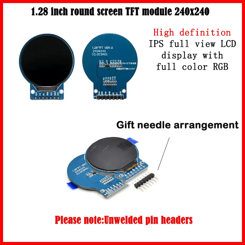 1.28 inch round screen TFT module 240x240 high-definition IPS full view LCD display full color RGB round screen without welding