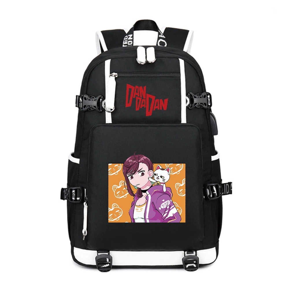 Cartoon DAN DA DAN Students School Bags Boys Oxford Bookbag USB Charging Black Backpack Anime Shouler Bags Laptop Travel Daypack