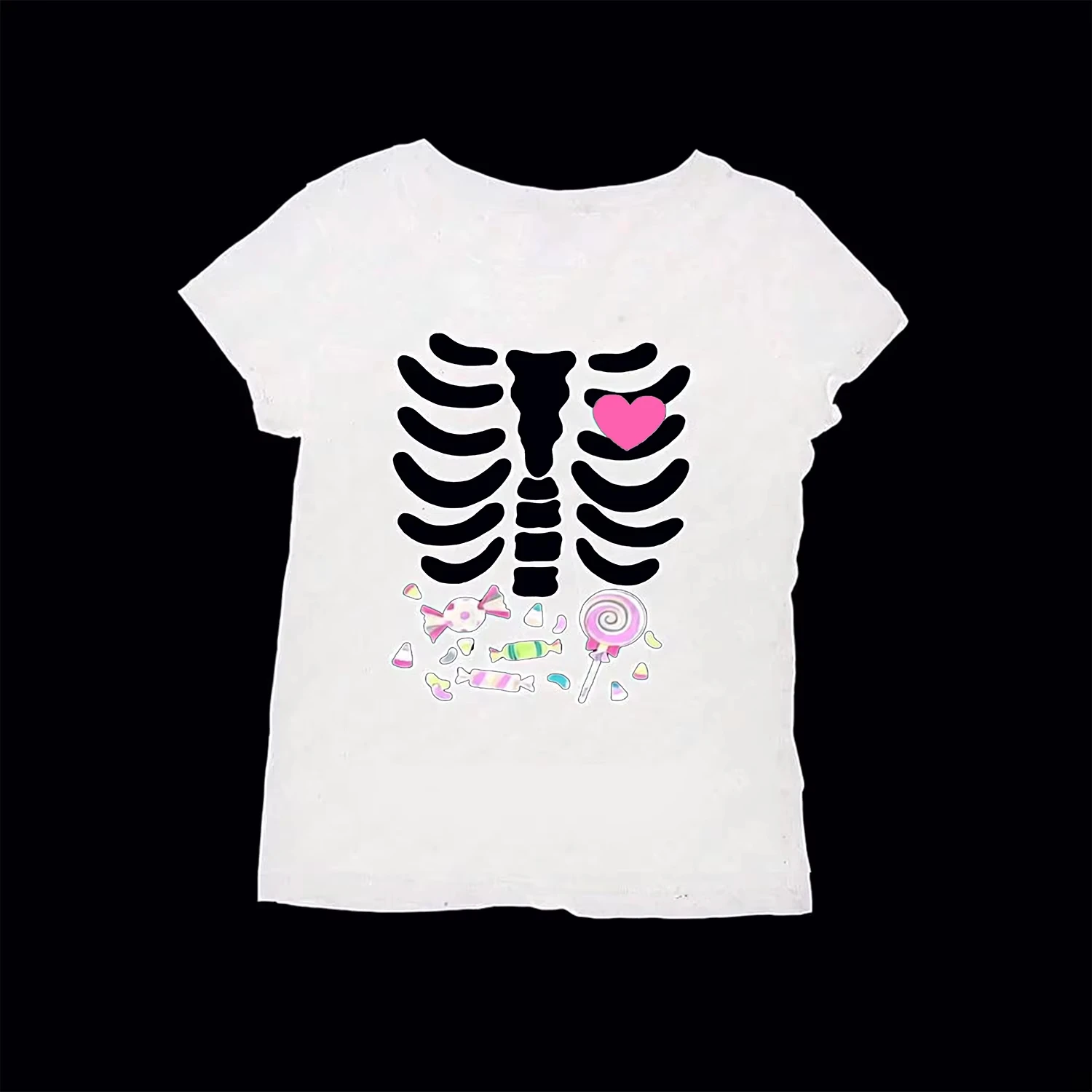Aesthetic Letter Print T-shirt Graphics Goth Casual Short Sleeve Streetwear Slim Harajuku Y2k Tops 2000s Women Punk Vintage Tee