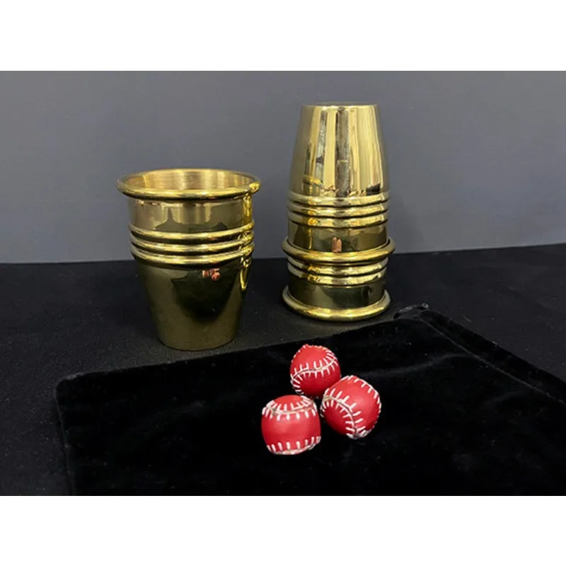 Cups and Balls (Brass) Magic Tricks Classic Chop Cup Ball Appear Vanish Magia Stage Close Up Illusions Gimmicks Mentalism Props