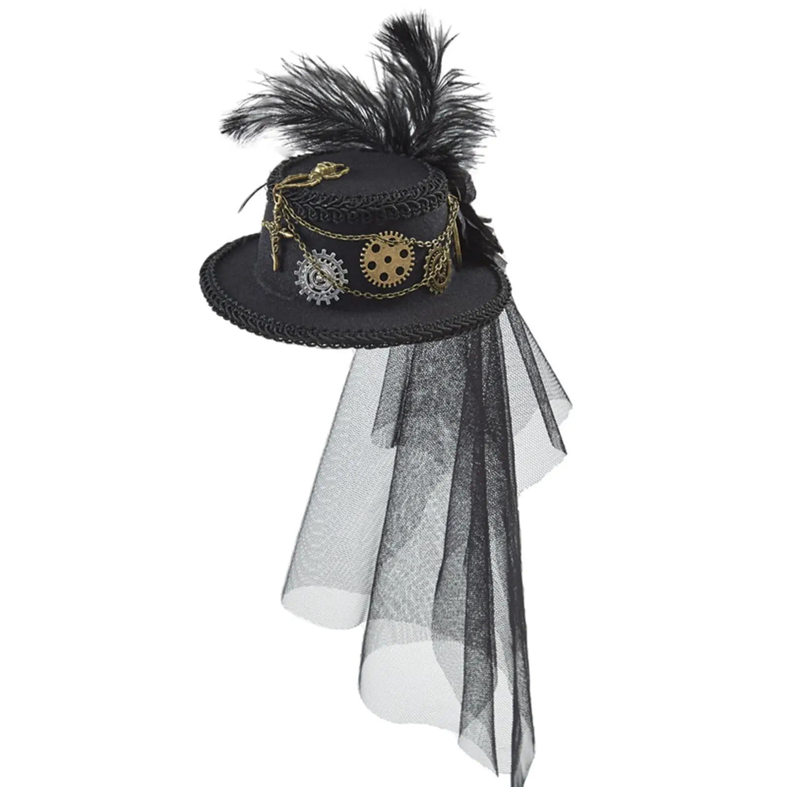 Steampunk Top Hat Headband Dance Hat Lace Rustic Black Fedoras Gothic