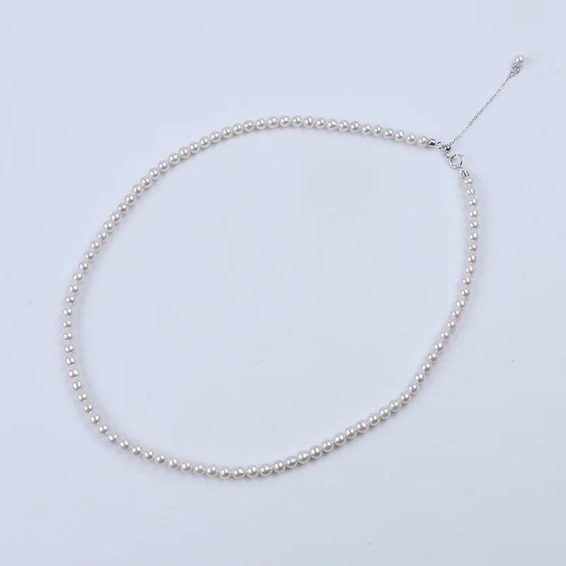

Freshwater Necklace Round Beads White S925 Silver Jewelry Pearl 4-4.5Mm