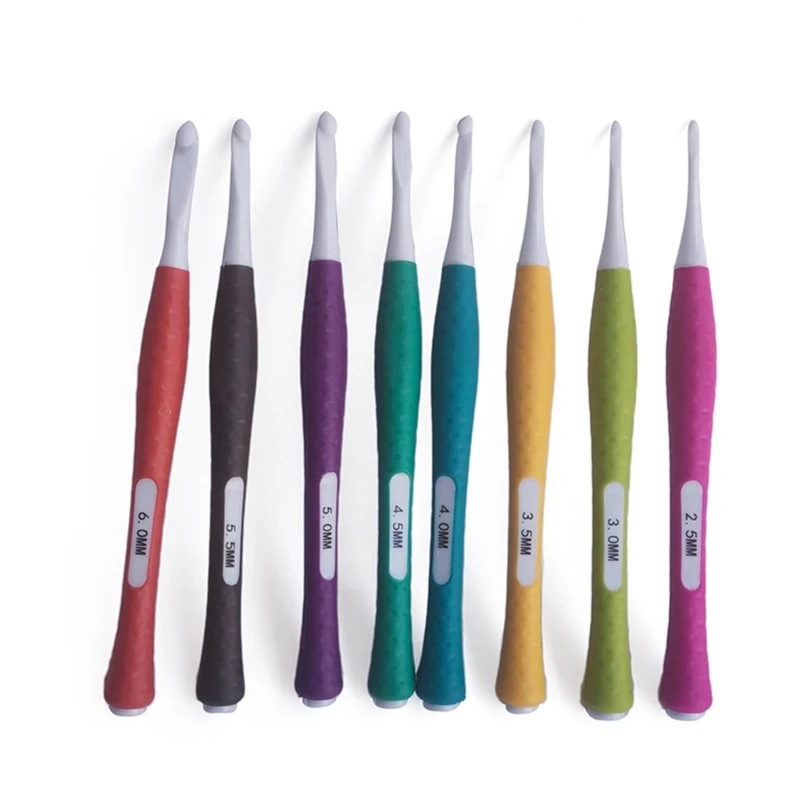 8Pcs Crochet Hooks With Soft Handle Plastic Handle Knitting Needle