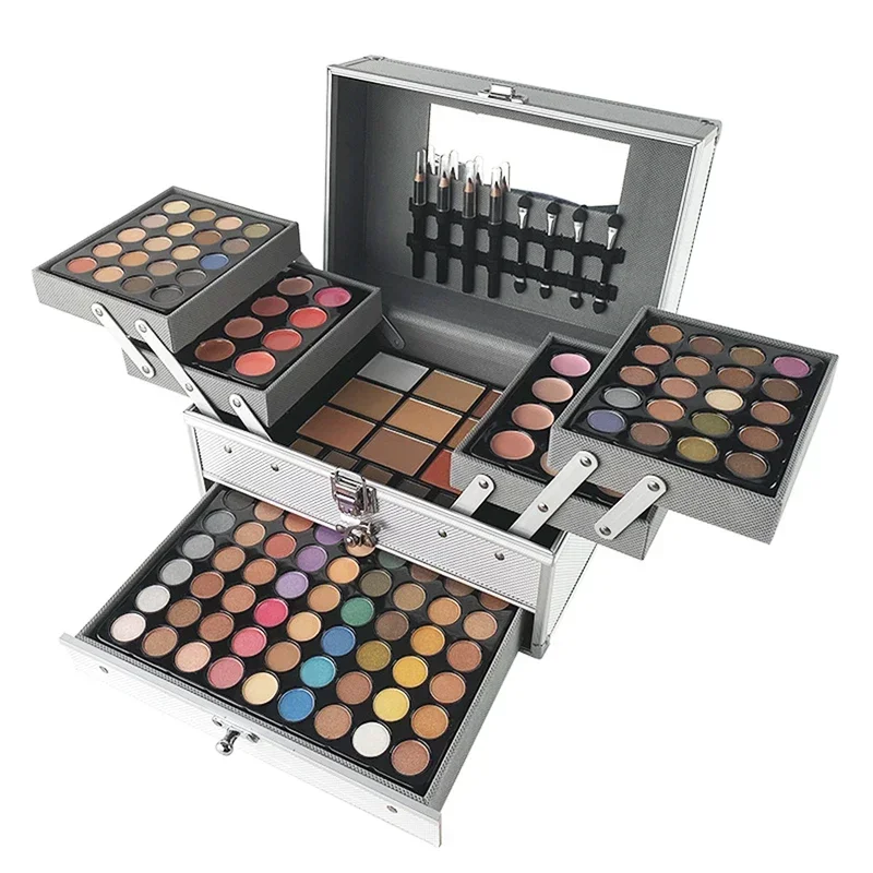 132 colori All-in-one Set regalo trucco opaco e luccicante misto ombretto lucidalabbra correttore polvere viso tavolozza trucco Set