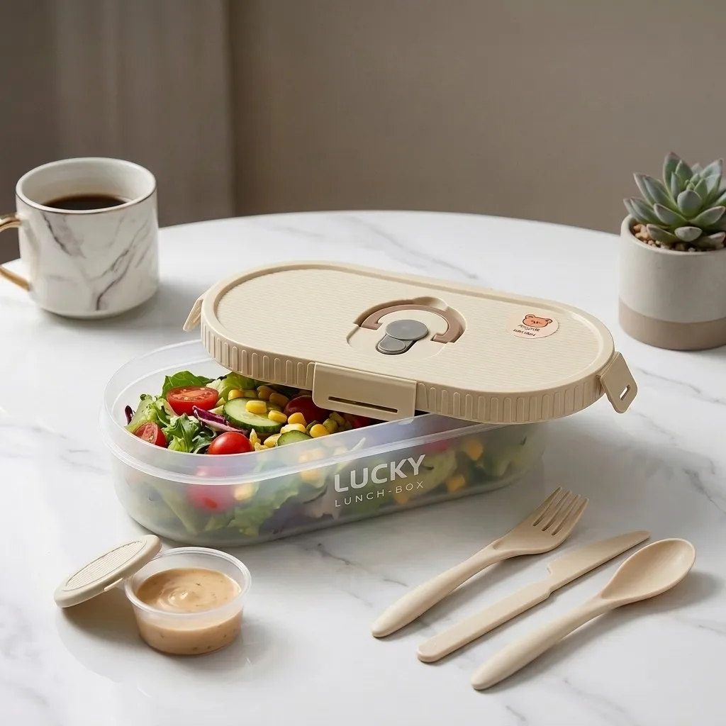 Portable Leakproof Bento Lunch Box for Kids Adults Microwave Safe Meal Prep Food Storage Containers with Sauce Bowl BPA Free PP
