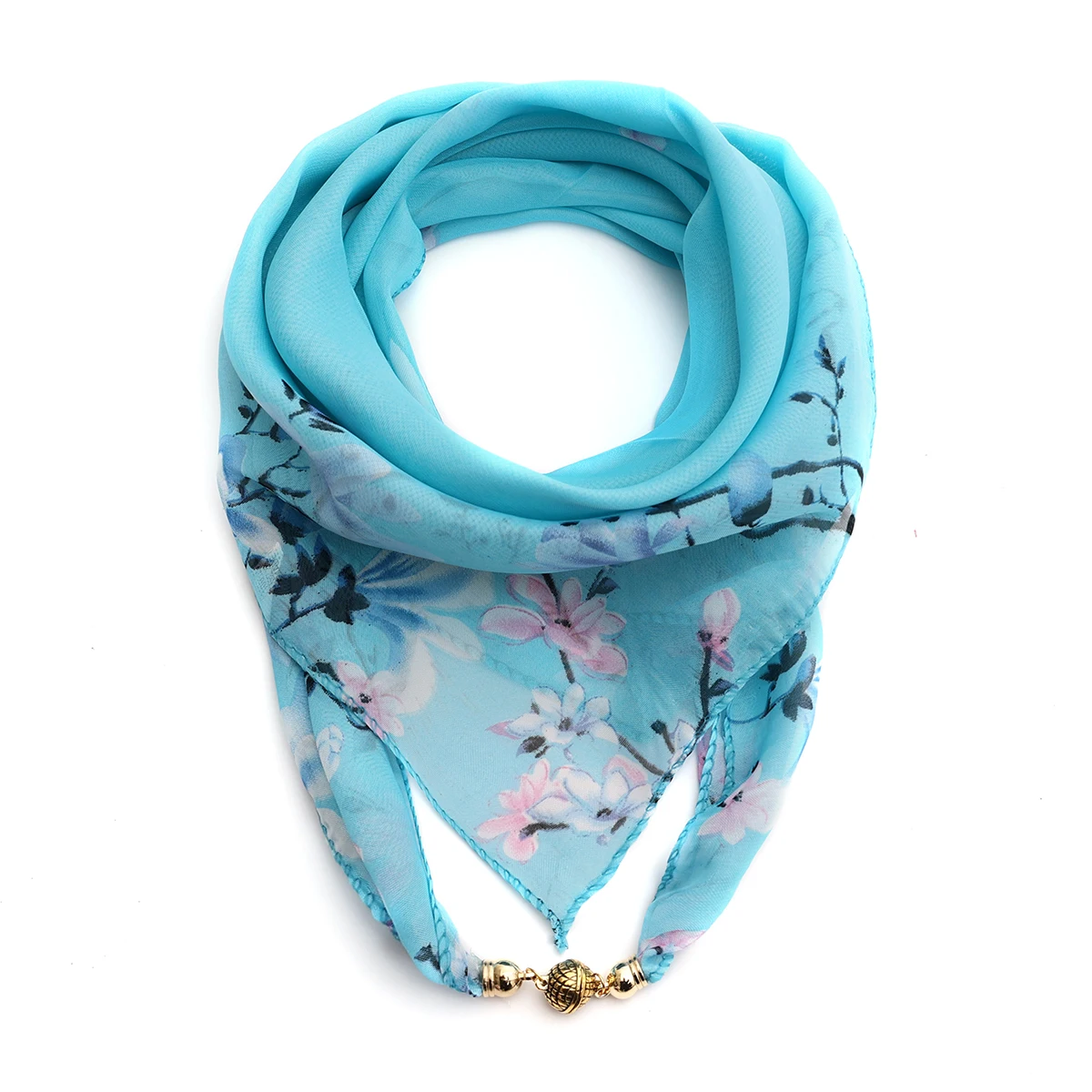 Fashion Magnet Buckle Neckerchief Solid Silk Scarf Women Skinny Headband Hand Wrist Bag Scarves Necklace Accessories For Women