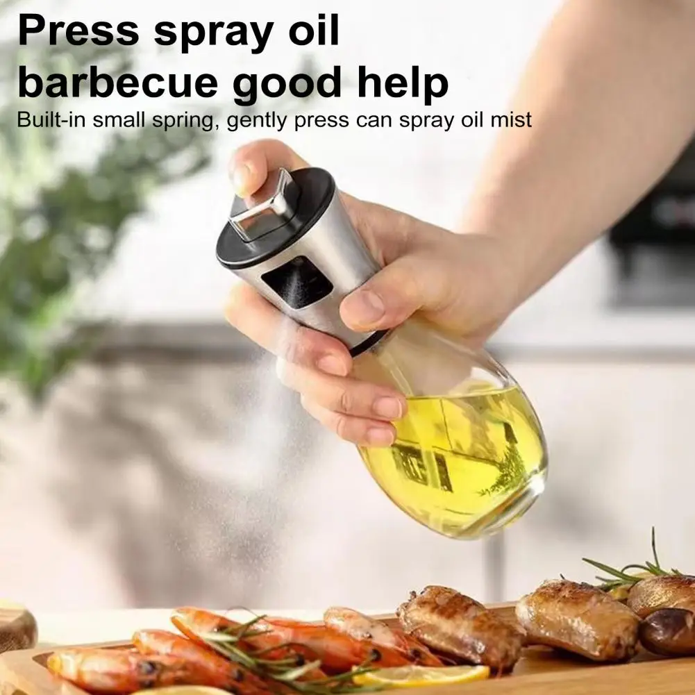 200ml Oil Sprayer Glass Bottle Cooking Press Spray Sealed Nozzle Kitchen Mister For Frying BBQ Salad Making Air Fryers Baking