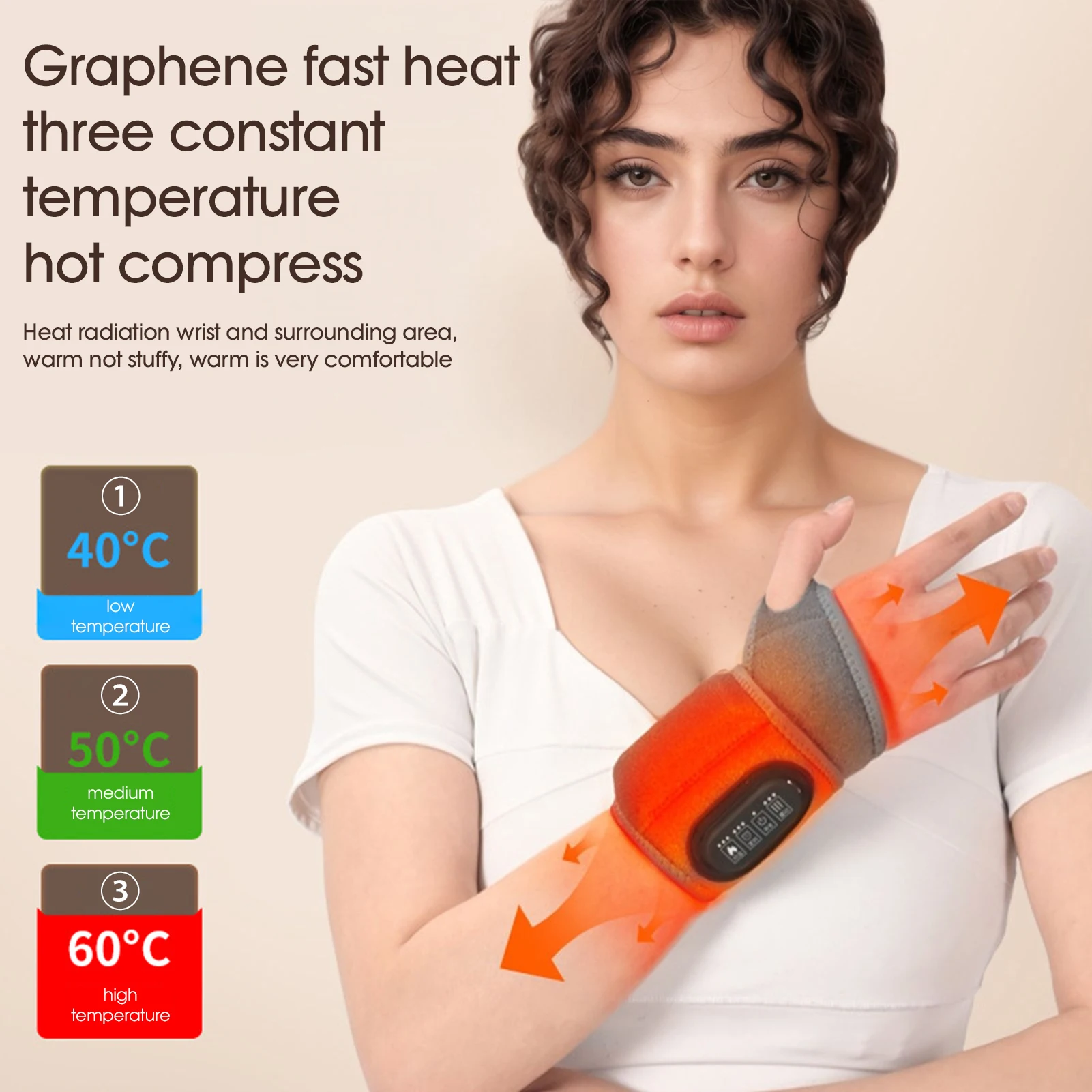 

3 Gears Adjustable Massager For Wrist Rechargeable Electric Heating Massager Tendonosynovitis Soothing Wristband Massage Tools