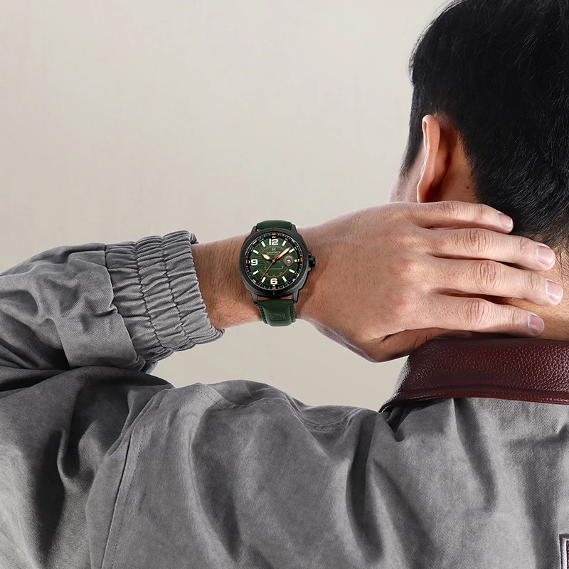 

Лучший бренд NAVIFORCE, модные мужские наручные часы 3ATM, водонепроницаемые, противоударные, кварцевые часы из натуральной кожи для мужчин, повседневные мужские часы