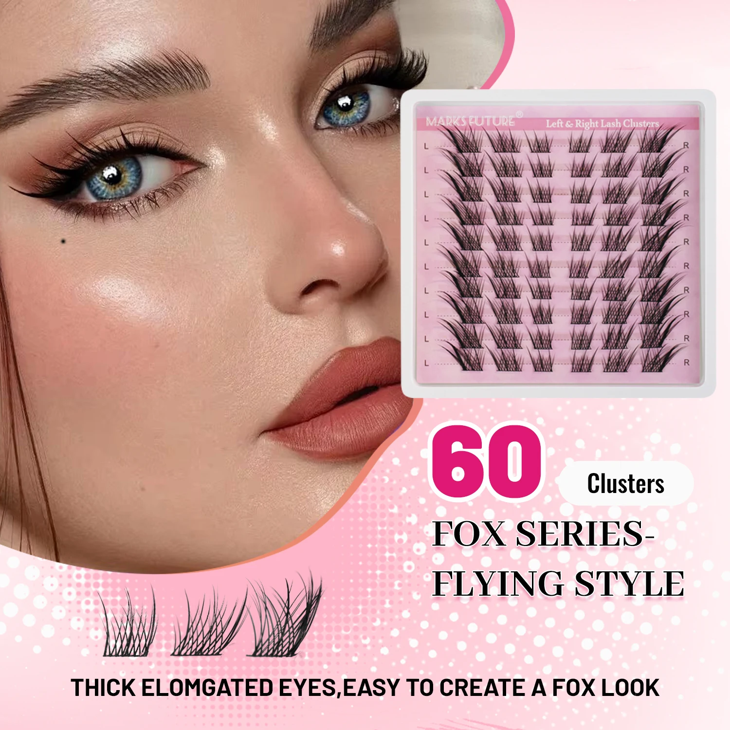 Natürliche Wimpernbüschel DIY Wimpernverlängerung Schlankes 3D Katzenaugen-Wimpernbüschel Links und Rechts C-förmig Einzeln – Detail 3
