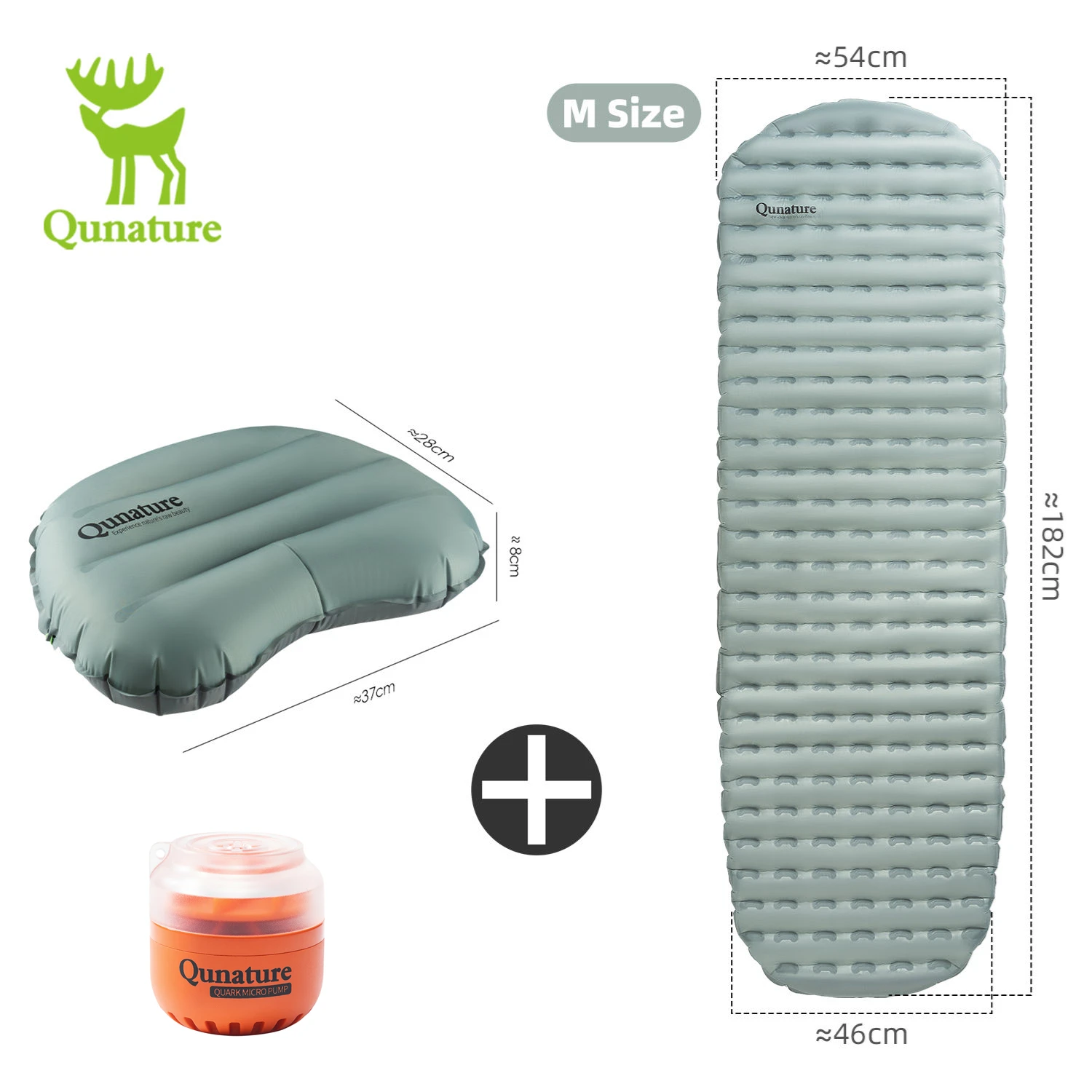 Qunature M/L 3Pcs/set Outdoor Camping Inflatable Mattress Sleeping Pad Ultralight Inflatable Pillow Mini Air Pump Sleeping Mattr