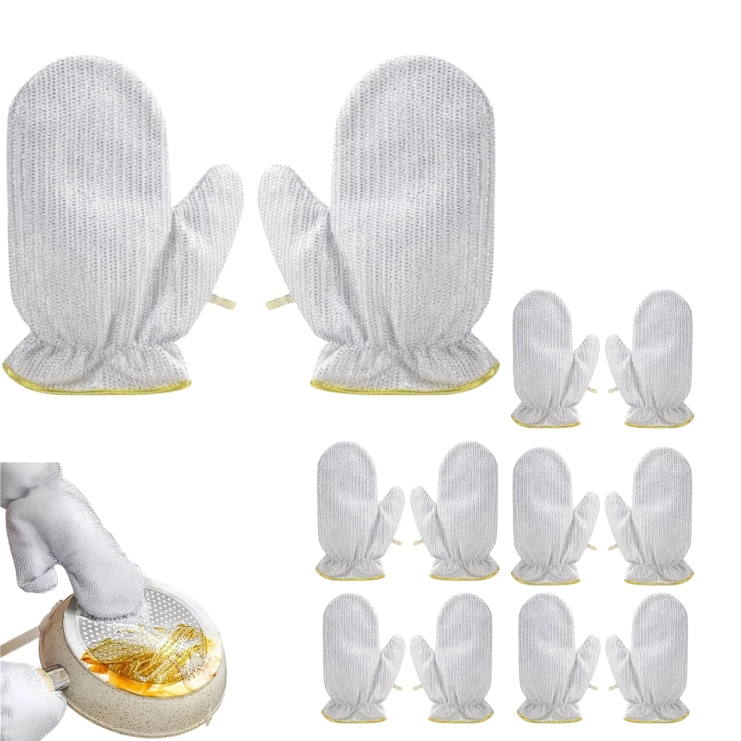 20/8Pcs Silver Wire Dishwashing Gloves, Kitchen Cleaning, Dishwashing, Pot Brushing, Waterproof, Household Insulation Gloves
