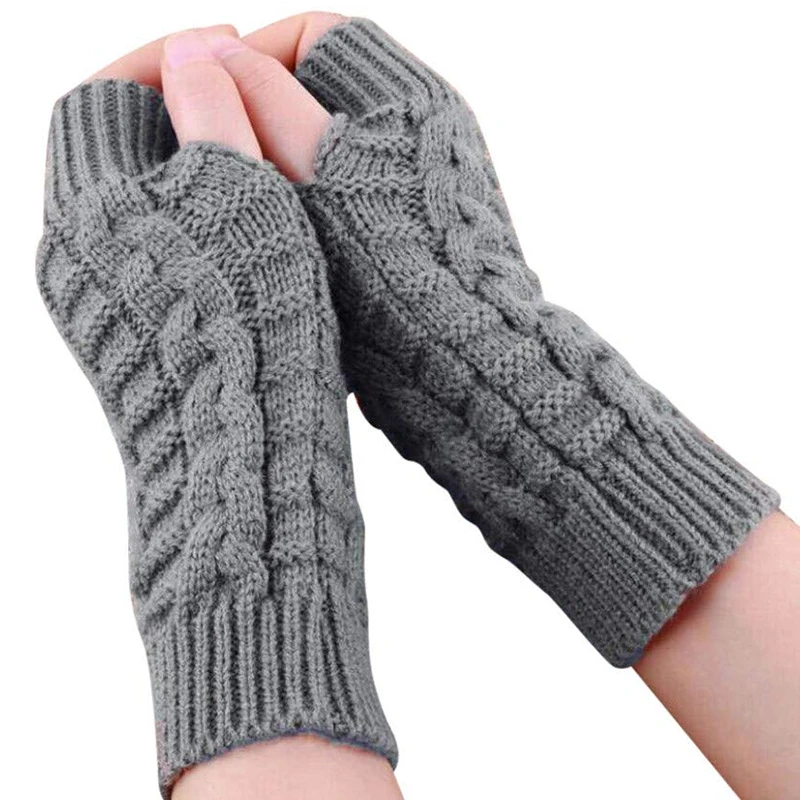 

Women Gloves Stylish Hand Warmer Winter Gloves Women Arm Crochet Knitting Faux Wool Mitten Warm Fingerless Gloves