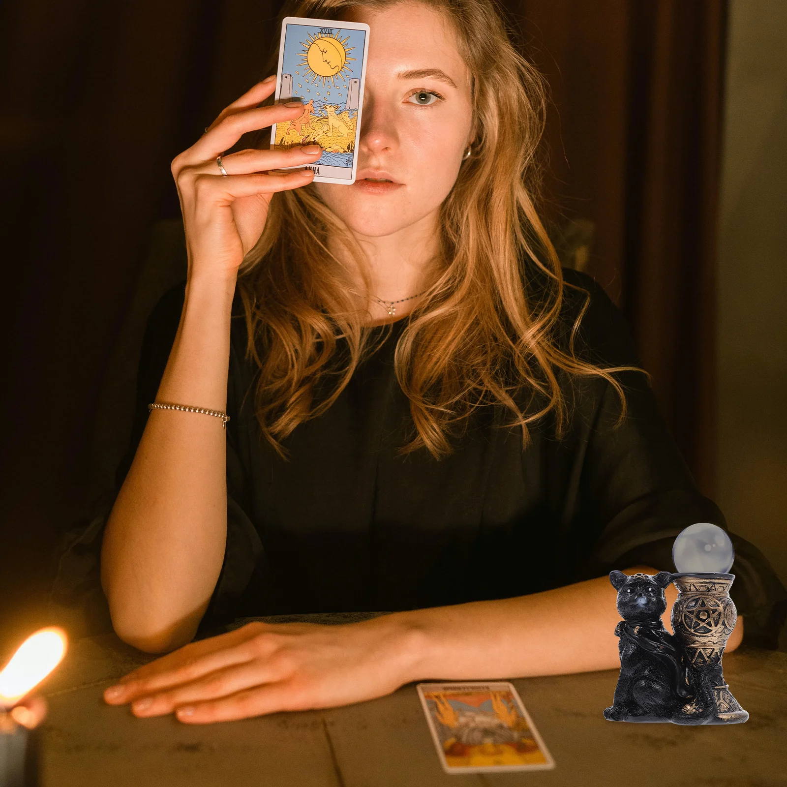 

1Pcs Adorable Cat Sculpture Crystal Ball Support Ornament Good Quality Safe Mysterious Atmosphere Themed Party Decor