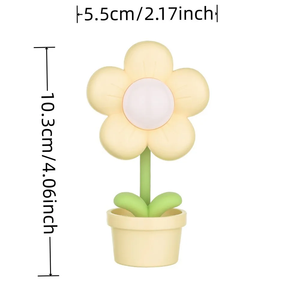 Mini LED Flower Night Light Cute Small Table Lamp Desktop Ornament Bedside Bedroom Ambient Lights Children Toy Kids Holiday Gift