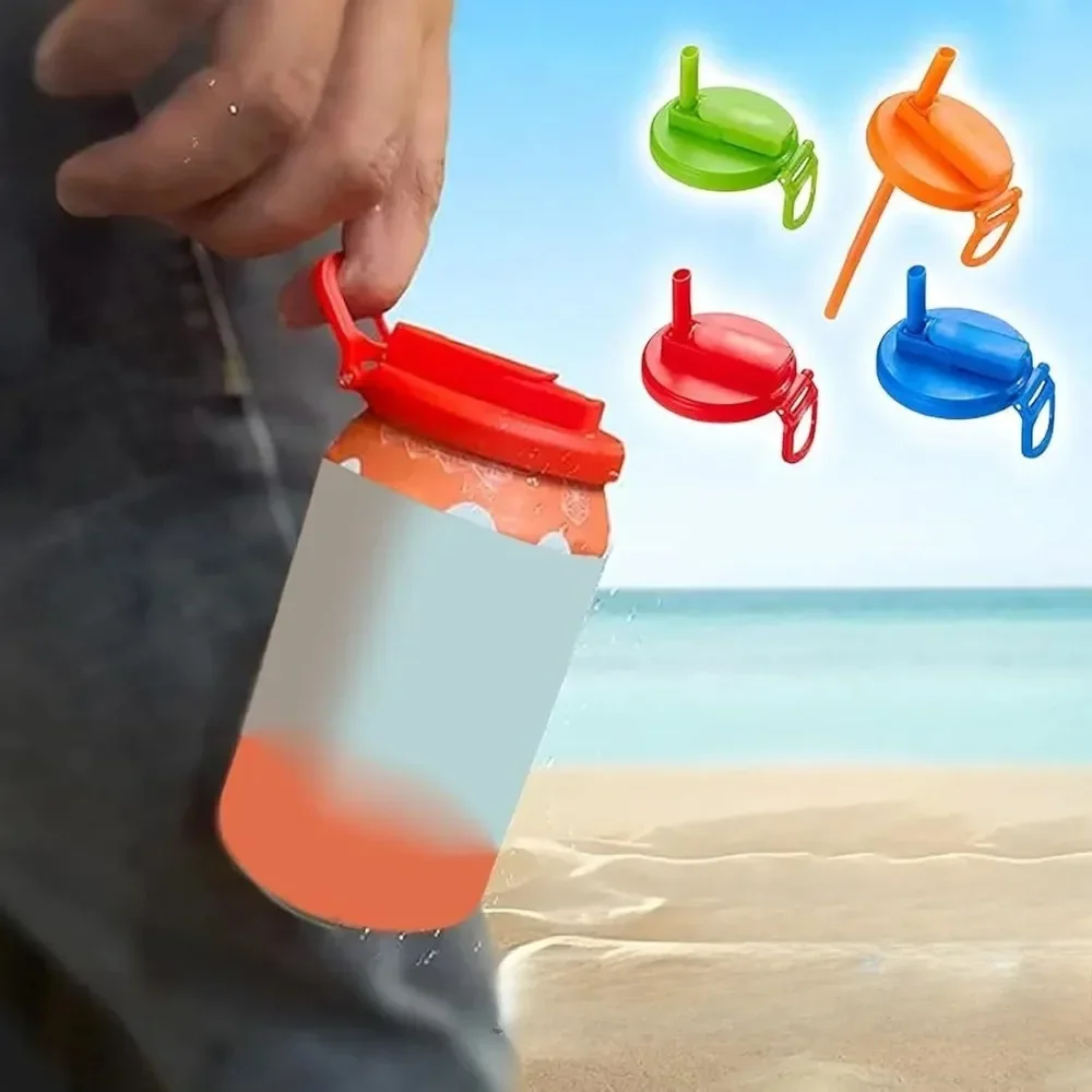 

can lid Reusable Silicone Travel Soda Cover with Straw Bpa-free for Standard Beverage Cans Perfect for Picnics Outdoor
