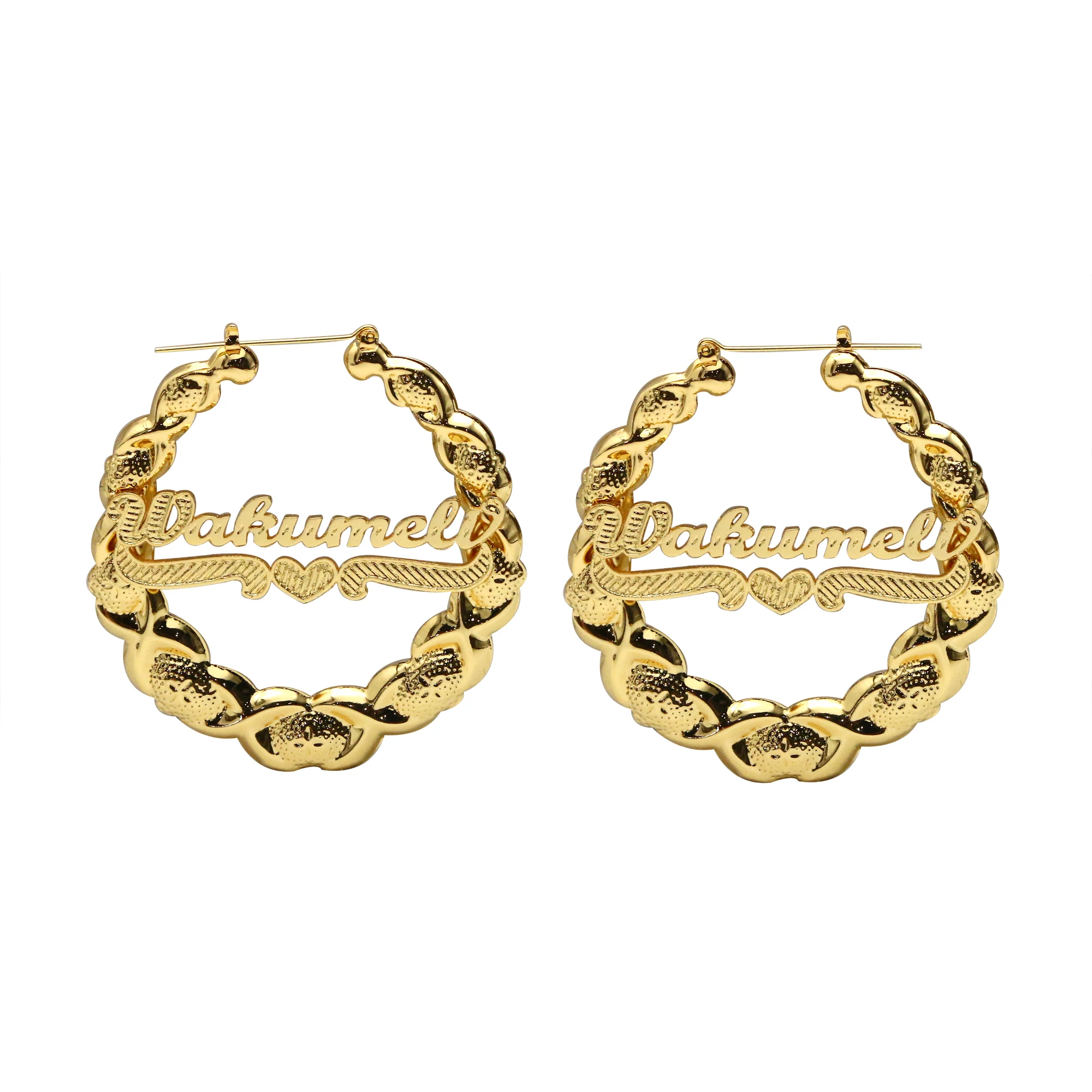 DUOYING XOXO Chain Necklace Bubble Pendant Necklace Two-tone Color Plated Bracelet Custom Name Earring Jewelry Set