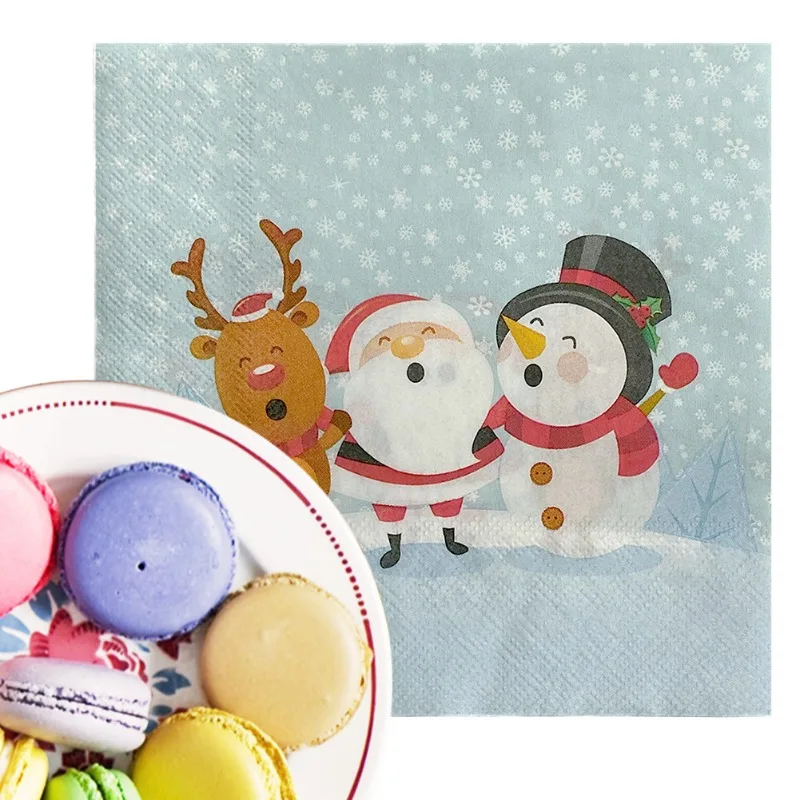 20pcs/Pac 33*33cm 2-Ply Christmas Series Printed Napkins Party Decoration Paper Wholesale Household Napkins Paper Placemats